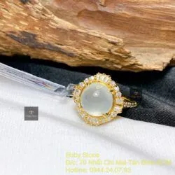 Nhẫn ngọc Phỉ thuý Myanmar cao băng, vàng 18k - Hình ảnh 6