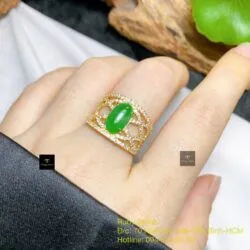 Nhẫn ngọc Phỉ thuý Myanmar, vàng 18k - Ảnh 4