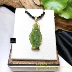 Đức mẹ Maria ngọc bích xanh lá, vàng 18k