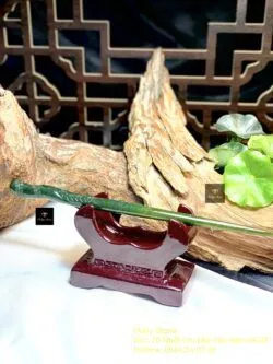 Trâm cài tóc Ngọc bích Canada chạm tay tinh xảo, dài 17cm - Hình ảnh 2