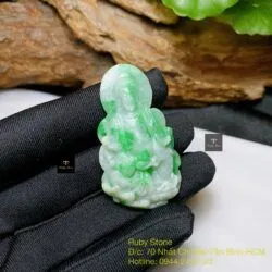 Phật Quán Thế Âm Bồ Tát ngọc Cẩm thạch xanh lý táo - Ảnh 3