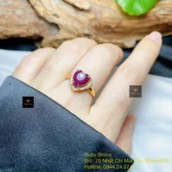 Nhẫn trái tim Ruby Nam Phi, vàng 18k - Ảnh 4