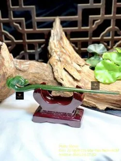Trâm cài tóc Ngọc bích Canada chạm tay tinh xảo, dài 17cm - Hình ảnh 2