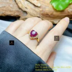 Nhẫn trái tim Ruby Nam Phi, vàng 18k - Ảnh 2