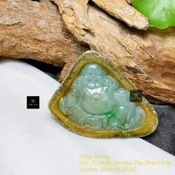 Phật Di Lặc ngọc Cẩm thạch Myanmar xanh vàng