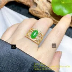 Nhẫn ngọc Phỉ thuý Myanmar, vàng 18k