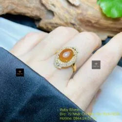 Nhẫn Phỉ thúy Hoàng phỉ Myanmar, vàng 18k