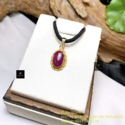 Mặt dây oval Ruby Nam Phi, vàng 18k - Ảnh 3