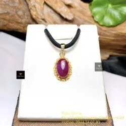 Mặt dây oval Ruby Nam Phi, vàng 18k - Ảnh 2