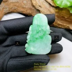 Phật Quán Thế Âm Bồ Tát ngọc Cẩm thạch xanh lý táo - Ảnh 2