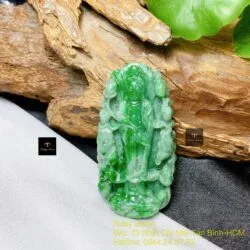 Phật Quán thế âm bồ tát ngọc Cẩm thạch xanh lý táo - Hình ảnh 4