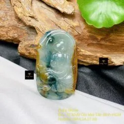 Vô Diện Phật ngọc Phỉ thuý lam hoa bay Myanmar - Ảnh 3