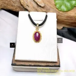 Mặt dây oval Ruby Nam Phi, vàng 18k - Ảnh 5