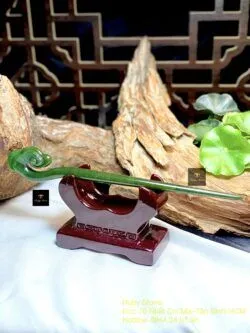Trâm cài tóc Ngọc bích Canada chạm tay tinh xảo, dài 17cm