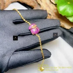 Lắc tay túi tiền Ruby Nam Phi, vàng 18k - Ảnh 5