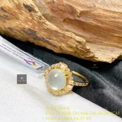 Nhẫn ngọc Phỉ thuý Myanmar cao băng, vàng 18k - Hình ảnh 5