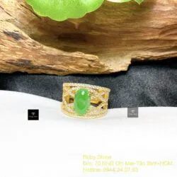 Nhẫn ngọc Phỉ thuý Myanmar, vàng 18k - Ảnh 5
