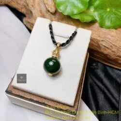 Mặt dây trái châu ngọc bích Canada, vàng 18k - Hình ảnh 3