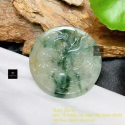 Mặt Rồng ngọc Phỉ thuý băng chủng hoa bay, KT 52mm - Ảnh 4