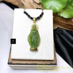 Đức mẹ Maria ngọc bích xanh lá, vàng 18k - Ảnh 7