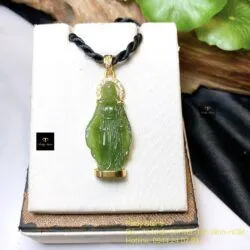 Đức mẹ Maria ngọc bích xanh lá, vàng 18k - Ảnh 2