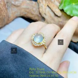 Nhẫn ngọc Phỉ thuý Myanmar cao băng, vàng 18k - Hình ảnh 3