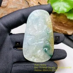 Phật Quán Thế Âm Bồ Tát ngọc Phỉ thuý 3 màu Myanmar - Ảnh 7