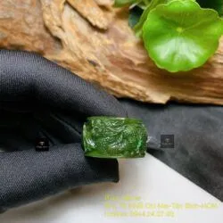 Nhẫn song long Ngọc bích Canada chạm tay, bản 15mm - Hình ảnh 5