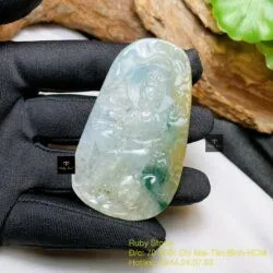 Phật Quán Thế Âm Bồ Tát ngọc Phỉ thuý 3 màu Myanmar - Ảnh 5