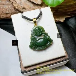 Phật Di Lặc ngọc bích Canada, vàng 18k - Ảnh 2