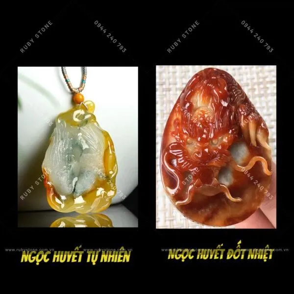 Cách phân biệt giữa ngọc Cẩm thạch huyết tự nhiên và Cẩm thạch huyết đốt