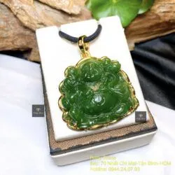 Phật Di Lặc ngọc bích Canada, vàng 18k - Ảnh 4
