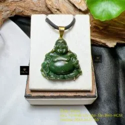 Phật Di Lặc ngọc bích Canada, vàng 18k - Hình ảnh 2