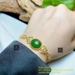 Lắc tay Ngọc bích Canada, vàng 18k thiết kế - Hình ảnh 7