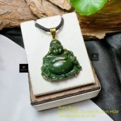 Phật Di Lặc ngọc bích Canada, vàng 18k - Hình ảnh 4