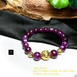 Vòng chuỗi Ruby sao thiên nhiên, charm vàng 18k - Ảnh 4