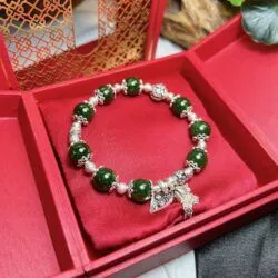 Vòng chuỗi ngọc bích Canada mix charm bạc 925 - Ảnh 3