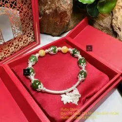 Vòng ngọc bích Canada mix charm bạc 925 - Ảnh 3