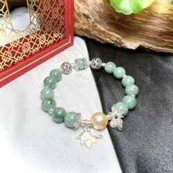 Vòng chuỗi ngọc Cẩm thạch Myanmar mix charm bạc 925