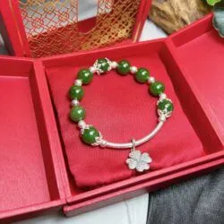 Vòng chuỗi ngọc bích Canada mix charm bạc 925 - Hình ảnh 4