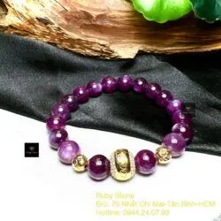 Vòng chuỗi Ruby sao thiên nhiên, charm vàng 18k Vòng chuỗi Ruby sao thiên nhiên, charm vàng 18k