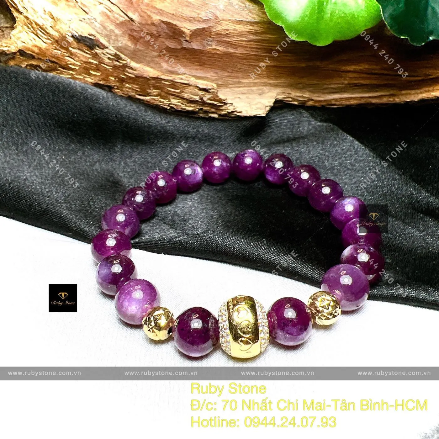 Vòng chuỗi Ruby sao thiên nhiên, charm vàng 18k Vòng chuỗi Ruby sao thiên nhiên, charm vàng 18k - Ảnh 3