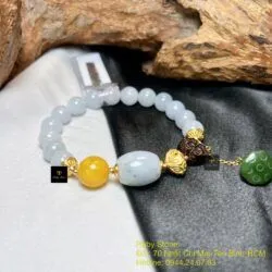 Vòng ngọc cẩm thạch Myanmar mix lu thống xinh xắn