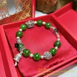 Vòng ngọc bích Canada mix charm bạc 925
