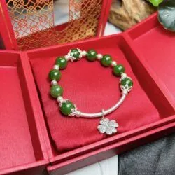 Vòng chuỗi ngọc bích Canada mix charm bạc 925 - Hình ảnh 5