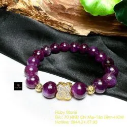 Vòng chuỗi Ruby sao thiên nhiên, charm vàng 18k - Hình ảnh 5
