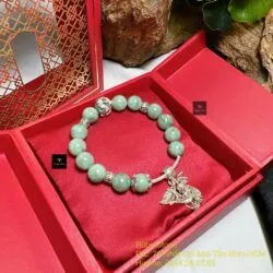 Vòng ngọc Cẩm thạch Myanmar mix charm bạc 925 - Hình ảnh 3