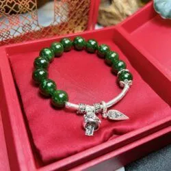 Vòng chuỗi ngọc bích Canada mix charm bạc 925