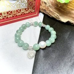 Vòng chuỗi ngọc Cẩm thạch Myanmar mix charm bạc 925