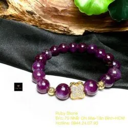 Vòng chuỗi Ruby sao thiên nhiên, charm vàng 18k - Hình ảnh 2